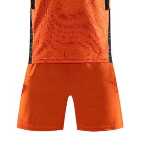 Ensemble de maillots de football orange personnalisés unisexe à manches courtes, col rond, en polyester respirant, avec nom d'équipe imprimé, toutes saisons - Product Image 2