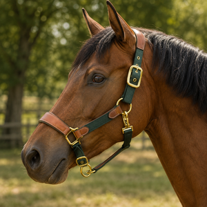 Premium Quality Horse Leather Halter with Fancy Stitching Custom Name Plate Nylon Leather Materials Customizable Indian Supplier - Product Image 2