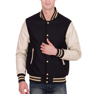 New Custom Patchwork Real <b>Leather</b> Sleeves Embroidery Logo Hot Selling Varsity Letterman <b>Jacket</b> for <b>men</b> - Product Image 2
