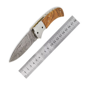 Damascus Steel Folding Pocket Knife Handmade Durable Pattern Steel Compact Outdoor <b>Camping</b> Hiking Fishing Travel <b>Tool</b> - Product Image 1