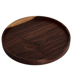 Assiettes de service rustiques en bois de manguier/acacia gravé, vaisselle artisanale écologique pour une table élégante - Product Image 1