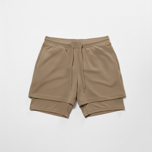 Men's High Street Style Double <b>Layer</b> Shorts Custom Design with Quick Dry Feature Solid Pattern for Adults Workout Short for Men - Product Image 5