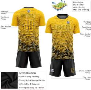 Uniforme de Fútbol Personalizado Transpirable de Manga Corta con Estampado Rojo y Blanco, Negro y Verde, Camisetas de Tailandia - Product Image 3