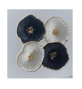 Ensemble de sous-verres en résine époxy pour thé et café, art moderne, avec support |   Accessoire de table design carré et rond - Product Image 3