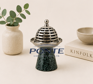 Quemador de Incienso de Acero Inoxidable de Lujo con Base de Mármol Verde, Porta Incienso Árabe Decorativo para el Hogar, Aroma y Regalos de Ramadán - Product Image 2