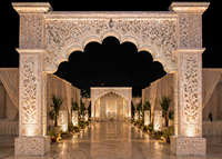 Mandap de mariage Indo-Canadien élégant en fibre de verre et cristal, design détachable, style Jharokha moderne, autoportant