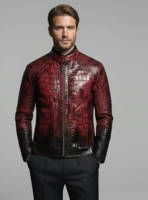 Vestes en cuir de crocodile personnalisées MH, vestes en cuir coupe-vent pour hommes, vestes en cuir PU, veste bomber pour motards, vêtements de rue