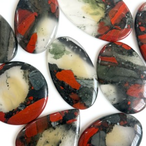 Pierre de sang naturelle mélangée, cabochons en vrac, pierres précieuses polies, pierre héliotrope pour la fabrication de bagues, pendentifs et bijoux - Product Image 5