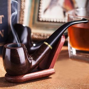 Pipe à tabac, pipe à fumer artisanale en ébène pour débutants - Support et étui inclus - Product Image 3