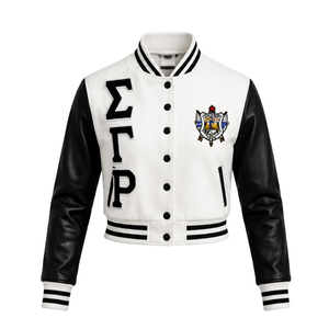 Chaqueta Bomber Corta de Satén Sigma Gamma Rho para Mujer, con Cierre Frontal, Estilo Sorority, Ropa Urbana Ligera y Moderna - Product Image 1