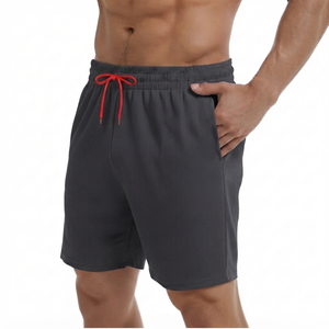 Men's <b>Athletic</b> Dark Grey Workout Shorts Ribbed Gym Sportswear Casual Running Pockets Contrast Drawstring Wholesale Oxford Fabric - Product Image 1