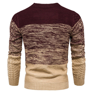Suéter de Lana Gruesa a Rayas Personalizado Directo de Fábrica, Suéter de Punto con Cuello Redondo para Hombre y Mujer, Invierno, OEM, ODM, Venta al Por Mayor - Product Image 6