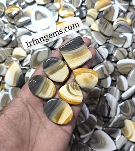 Lot en gros de cabochons en jaspe de silex poli 100% naturel de qualité supérieure - Product Image 2