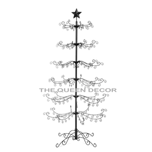 Modern Silver Christmas Tree Ornament High Quality Metal & Wood Sculpture with <b>Star</b> for Weddings <b>Led</b> Lighting Metal - Product Image 3