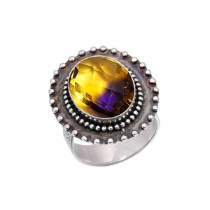 Natural Ametrine 925 Sterling <b>Silver</b> Natural Gemstone <b>Ring</b> for Women Yellow Purple Quartz Jewelry Vintage Elegant <b>Ring</b> - Product Image 4
