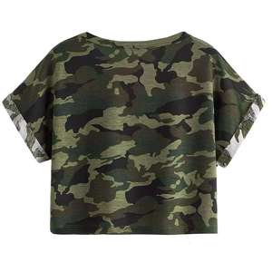 T-shirts courts en coton pour femmes, style streetwear, à manches courtes, respirants, coupe ample, qualité professionnelle, imprimé camouflage - Product Image 2