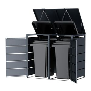 Cubo de almacenamiento de hoja galvanizada de 240L personalizado, conversión de 1 contenedor, cubo de basura para exteriores <span class=keywords><strong>antracita</strong></span> resistente a la intemperie - Product Image 6