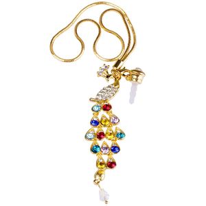 Ciondolo Decorativo Colorato a Forma di Pavone con Cristalli e Diamanti per Telefono Cellulare, Accessorio per Jack da 3,5mm - Product Image 1