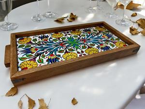 Plateau en bois imprimé motif Designer Choice pour décoration de salon moderne, plateau de service en gros - Product Image 2