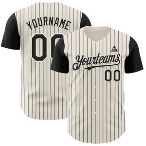 Camiseta de Béisbol Personalizada con Rayas Grises para Hombre, Uniforme de Equipo con Botones, Camisa Deportiva Corta de Algodón Orgánico Transpirable - Product Image 1