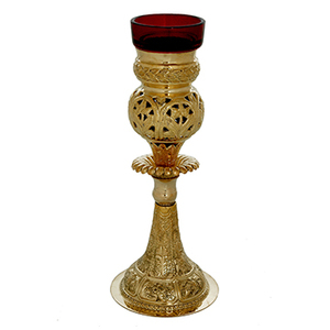 Ecclesiastical Vigil Oil <b>Candle</b> | Brass Sanctuary Lamp with <b>Red</b> Glass – DOUBLE VEE EXPORTS - Product Image 1