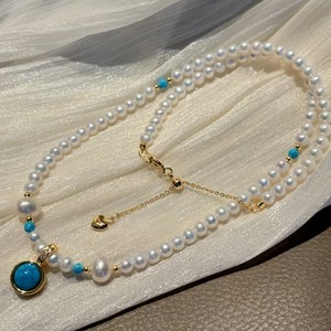 Collar con Colgante de Moda Otoño Invierno para Mujer, Nuevo, de Alta Gama, Lujoso, con Turquesa Natural de Agua Dulce, Sensación de Lujo Ligero - Product Image 1