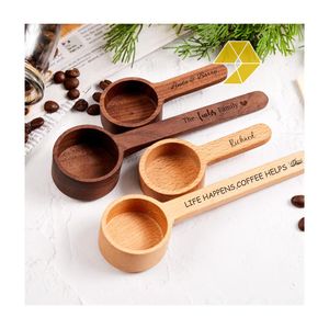 Ensemble de cuillères à café en bois à poignée peu profonde, gravées avec des messages personnalisés, design minimaliste écologique pour outils à café et thé - Product Image 2