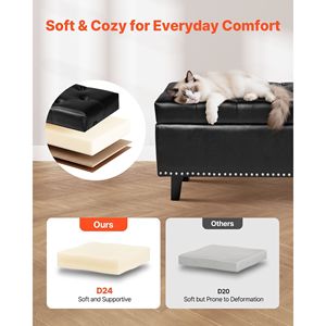 Banc de rangement à chaussures moderne capitonné en cuir PU avec pieds en bois massif, tabouret et ottoman pour entrée - Product Image 5