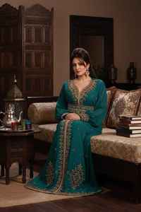 AWAIS HOUSE Dubaï Tradition musulmane Vêtements islamiques Grande taille Kaftan Abaya Jubbah Longueur au sol Col montant Manches longues Ourlet évasé - Product Image 4