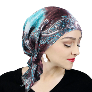 Turban pré-noué en satin pour femme, nouveau motif cachemire, bandeau musulman, foulard doux et souple, bonnet chimio, bandeau pour la tête, bandana - Product Image 5