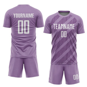Conjunto de Uniforme de Fútbol Personalizado en Morado, Sublimado, Transpirable, de Poliéster, Unisex, para Entrenamiento de Equipos Adultos - Product Image 1