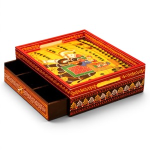 ถาดไม้พิมพ์ลายทำมือพร้อมลิ้นชักสำหรับจัดเก็บและเสิร์ฟ - Product Image 3