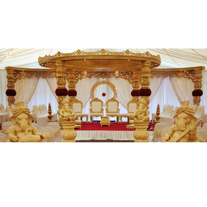 Mandap de mariage en bois artisanal Akshar FIJI – Meilleur prix – Mandap de mariage rond en bois avec couronne – Mandap de mariage en bois avec couronne Australie - Product Image 1