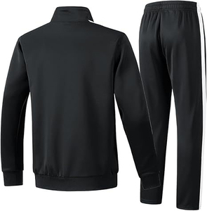 Unisex Black Tracksuit Full Zip Jacket Casual Plus Size Windproof Quick Dry Breathable Sporty Winter Wear Adult Regular Fit - Product Image 2