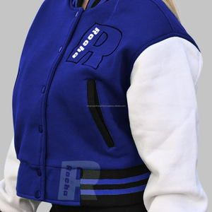 Meilleure vente Hommes Slim Fit à manches longues en coton Bomber Jacket Casual Varsity Spring Baseball Jacket Stand Collar Coated Fleece - Product Image 6