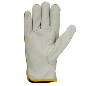 Guantes de Seguridad de Cuero Blanco y Marrón, Texturizados, Resistentes a la Abrasión, Antideslizantes, de Uso General, con Puño Recto - Product Image 2