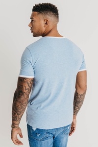 Camiseta Casual de Manga Corta con Cuello Redondo y Color Sólido para Hombre, 80% Algodón, 20% Poliéster, Logotipo Personalizado, Impresión en Blanco, Alta Calidad - Product Image 2