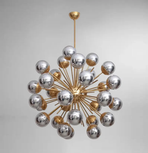 Lámpara de Techo Estilo Sputnik, de Latón Plateado, con Bolas Metálicas, Moderna, Artística, Única, LED, Regulable, para Decoración Moderna del Hogar - Product Image 1