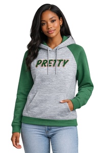 Sudadera con Capucha y Mangas Raglán Gris 08 Pretty Girl, Ropa de Hermandad Griega, Sudadera Rosa y Verde para Mujer, Ropa de Hermandad Universitaria - Product Image 5