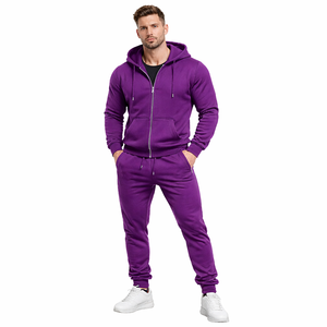 Conjunto Deportivo Personalizado con Logotipo para Hombre, Sudadera con Capucha y Pantalones Deportivos Morados, Ropa Deportiva de Algodón y Felpa para Gimnasio, Traje Deportivo para Entrenamiento, Fabricante y Proveedor OEM - Product Image 4