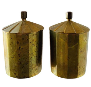 Classic Antique Brass Kitchen Canisters Handles Moisture-Proof Freshness Preservation Flip Top <b>Lid</b> Handcrafted Metcraft BCSF39 - Product Image 6