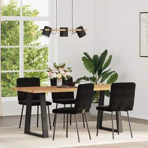 Set di 4 Sedie da Pranzo in Metallo e Velluto Nero con Seduta in Compensato Standard - Product Image 2
