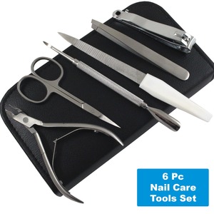 Ensemble de 6 outils de pédicure et de manucure, lime à ongles, coupe-ongles, nettoyeur, pousse-cuticules, ciseaux de manucure - Product Image 2