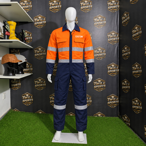 <b>Mens</b> Industrial Work Coveralls Long Sleeve Utility <b>Jumpsuit</b> Cotton Mechanic Workwear With Chest Pockets - Product Image 5