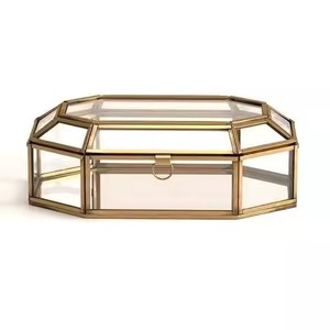 Designer Metal Glass Jewelry Storage Organizer <b>Box</b> for Rings <b>Earrings</b> Necklace Accessories - Product Image 4