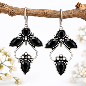 Wholesale Oxidized Silver <b>Black</b> <b>Onyx</b> Fashion <b>Earrings</b> | Handmade Boho Ethnic Dangle Jewelry - Product Image 6