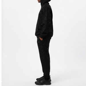 Conjunto de Sudadera con Capucha y Pantalones Deportivos Extra Grandes con Pedrería para Hombre, Ropa Deportiva de Invierno, Estilo Urbano, 2026 - Product Image 3