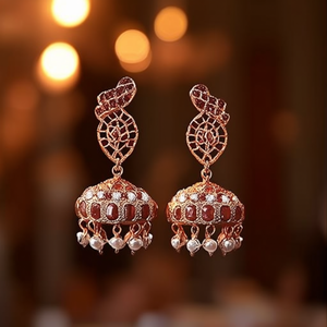 Ruby Kemp Peacock Charm Earrings-Classic Pearl & Diamond Style for Wedding Party - Product Image 3