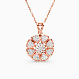 Classic Unisex 14K Solid <b>Gold</b> Rose <b>Gold</b> Synthetic Lab Grown Diamond <b>Necklace</b> Pear-Cut Center Stone Vintage Style Engagement Pave - Product Image 5