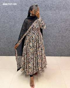 Best Quality <b>Indian</b> Traditional Ethnic Clothing Best <b>Fabric</b> pure cotton kalamkari block print Anarkali Kurti Wholesale Supply - Product Image 4